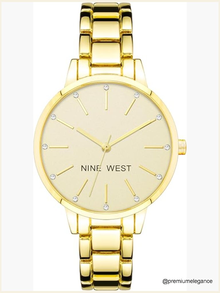 Crystal Accented Bracelet Watch With GoldTone Link Band